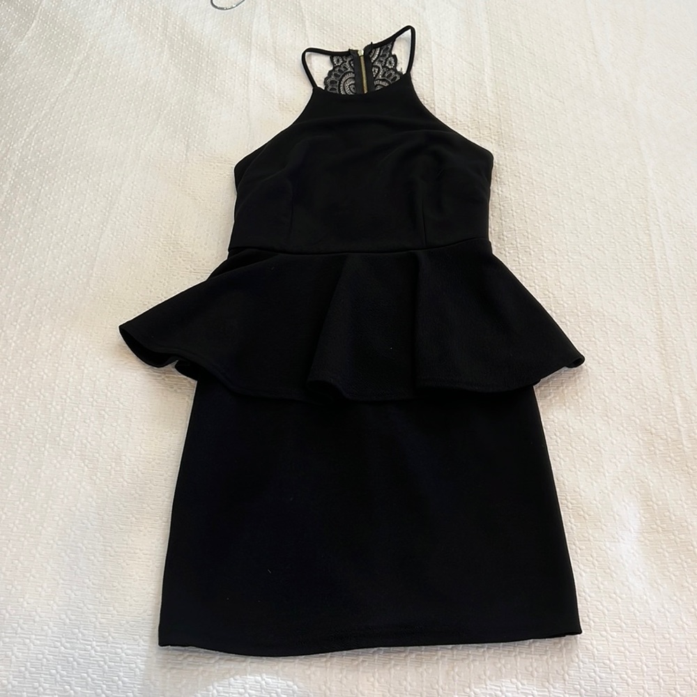 Lace-back,peplum, little black dress